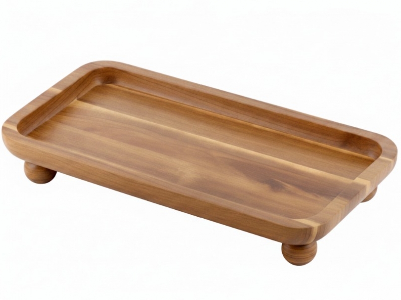 Premium Rectangular Acacia Wood Footed Platter